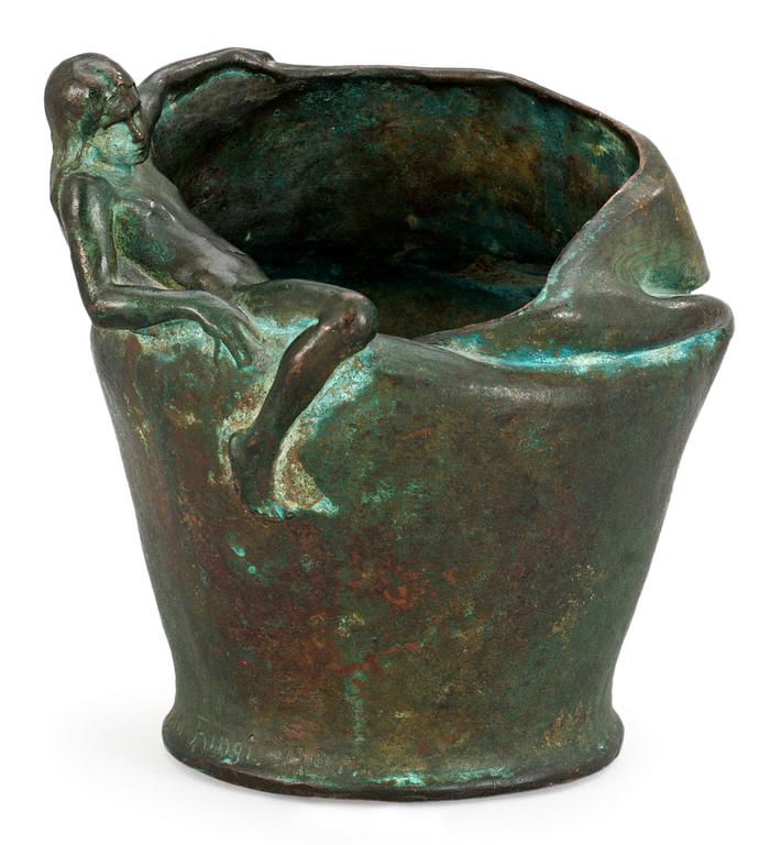 A Harald Sörensen-Ringi Art Nouveau bronze vase, Stockholm 1904.