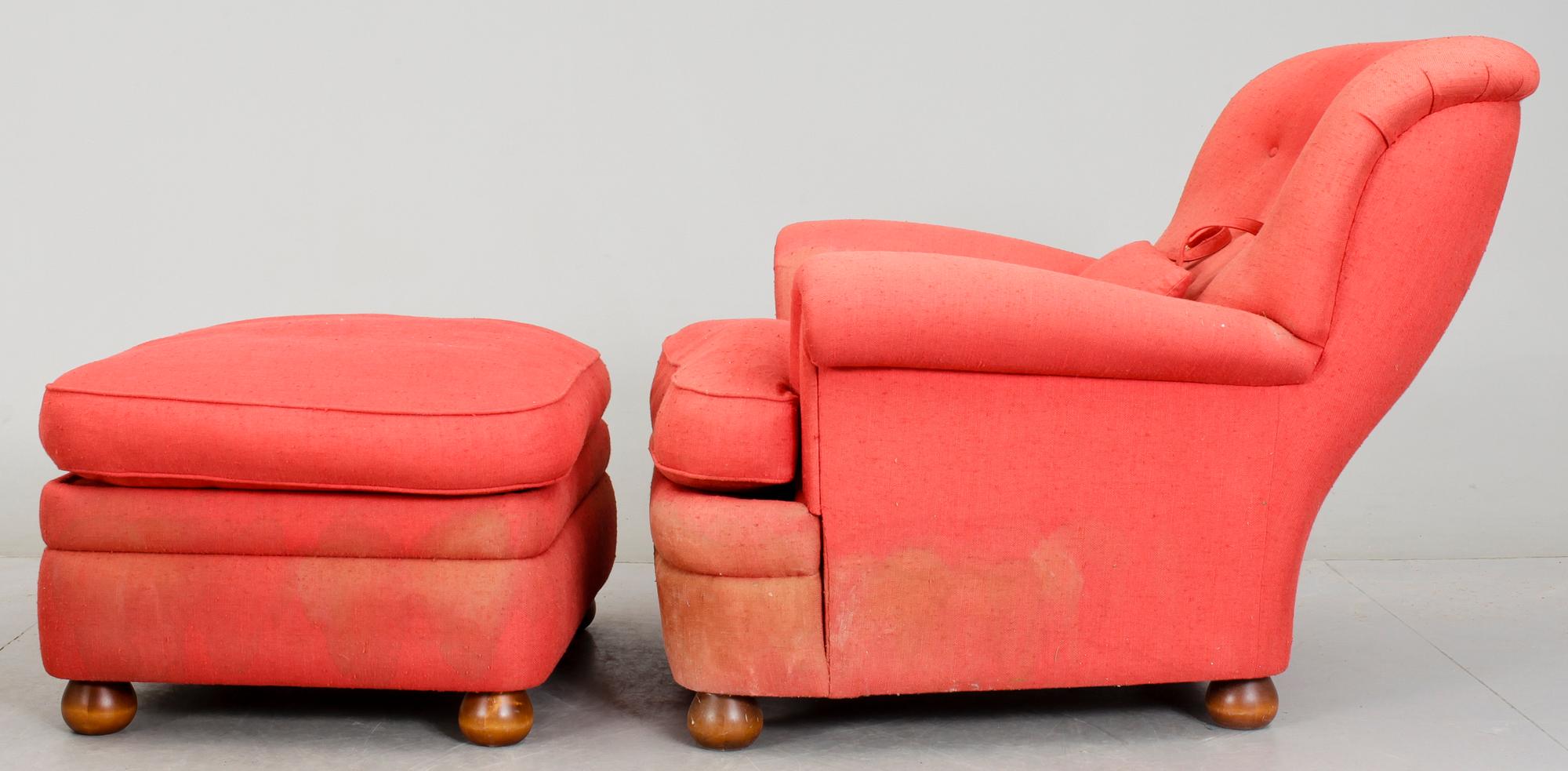 FÅTÖLJ MED FOTPALL, "modell 336",  Josef Frank, Firma Svenskt tenn.