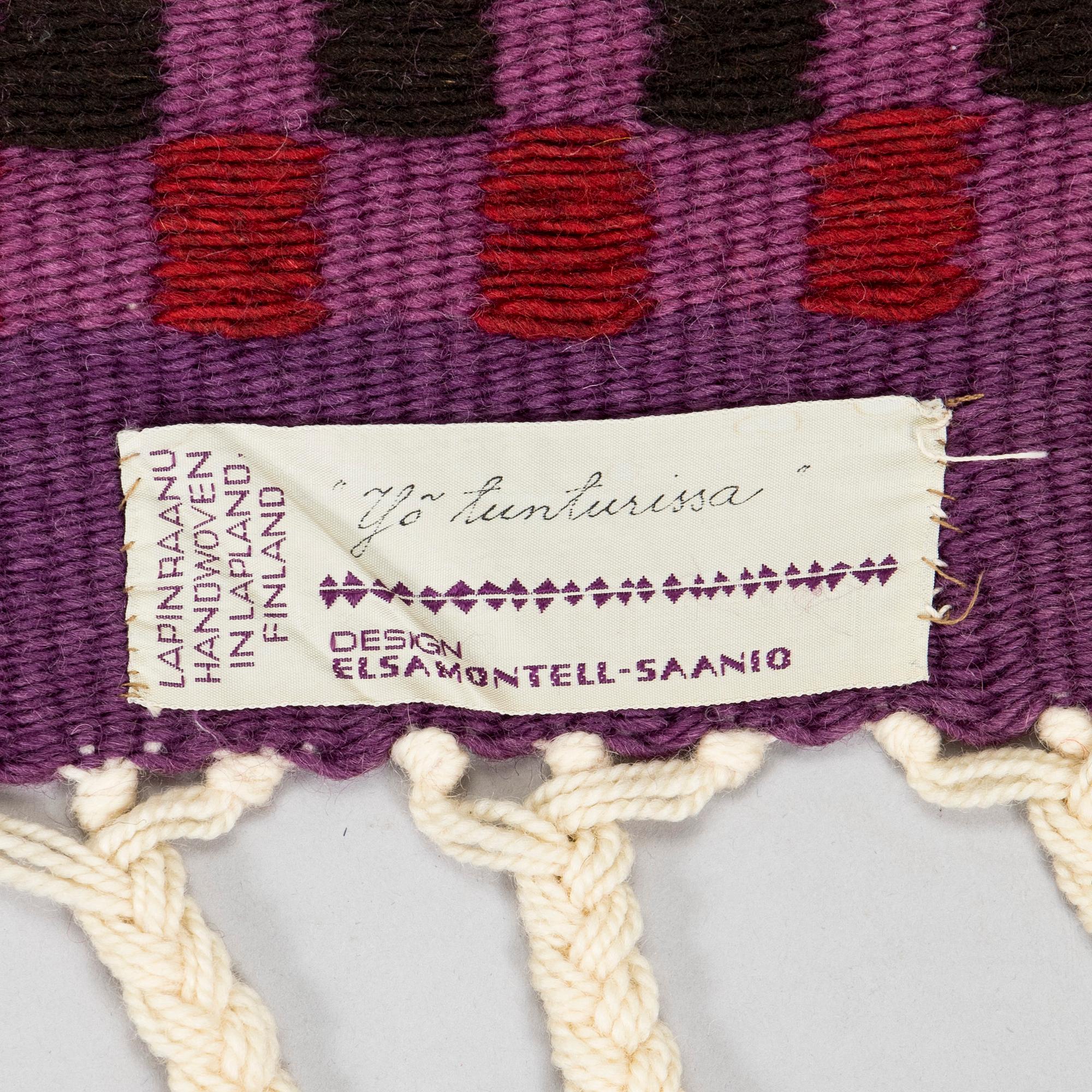 Elsa Montell-Saanio, raanu / seinätekstiili, "Yö tunturissa". Suomi. Noin 180 x 115 cm.