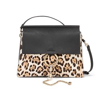 A Chloé "Faye" handbag with imitation leopard.