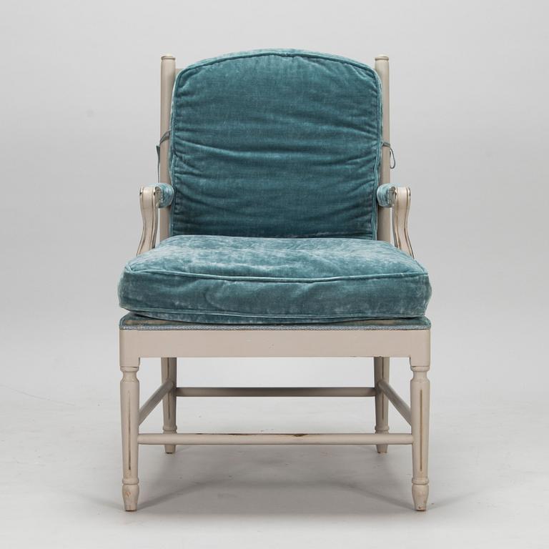 A Gustavian style armchair from the latter half of the 20th century.