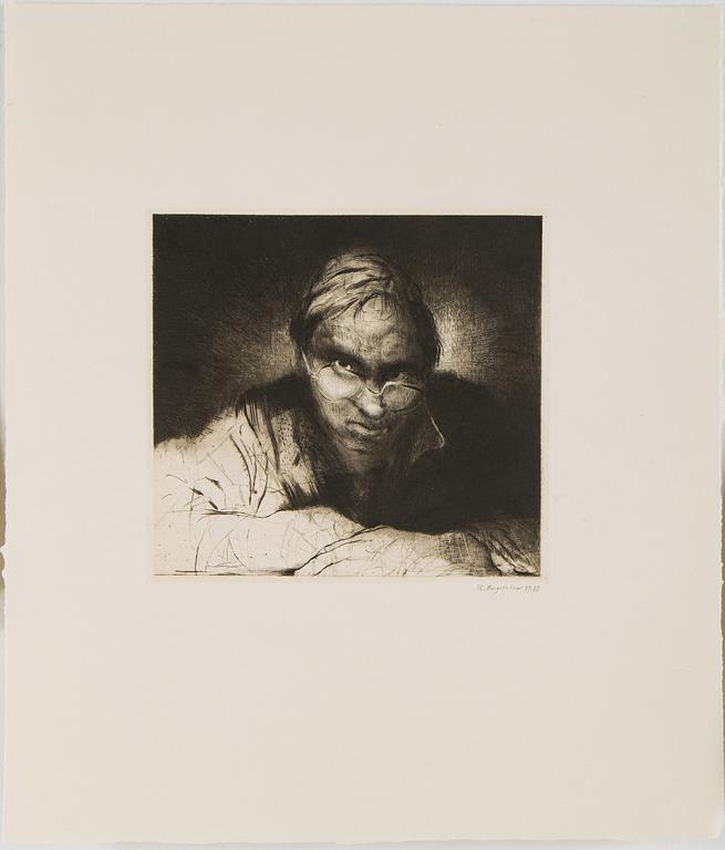ETCHINGS, 6 pieces, one of wich Hans Wigert.