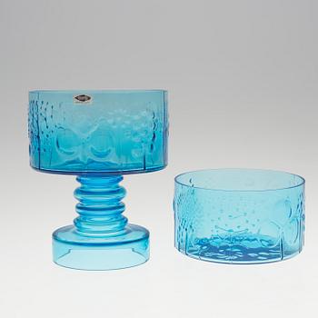 OIVA TOIKKA, GLASSKÅLAR, 2 st, "Flora", Notsjö 1966-1991.