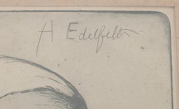 ALBERT EDELFELT, etsning, plåtsignering.