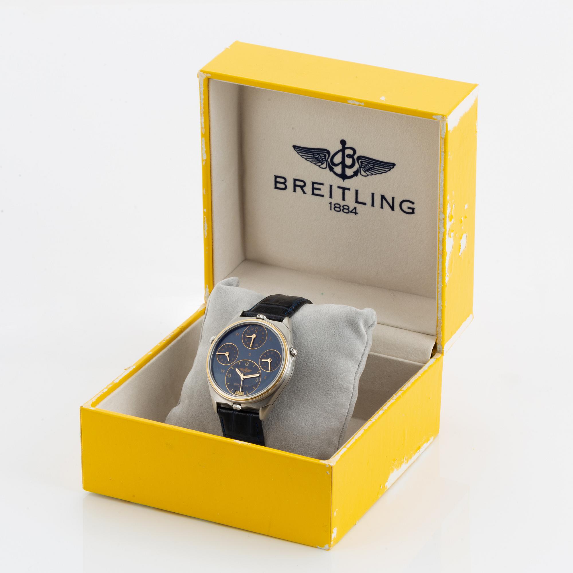 Breitling, World, wristwatch, 39 mm.