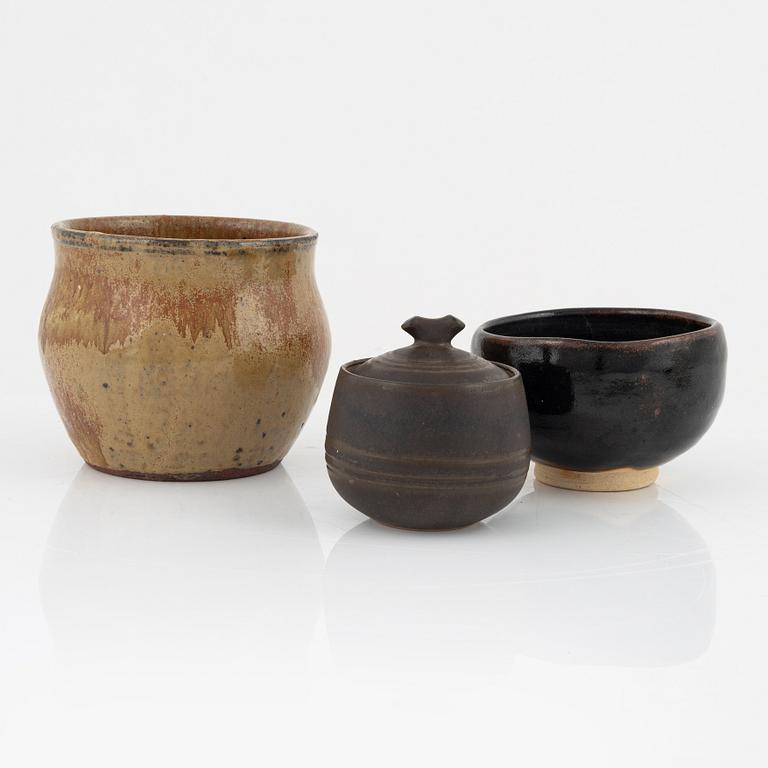 Three glazed stoneware bowls, Japan, 20th century.