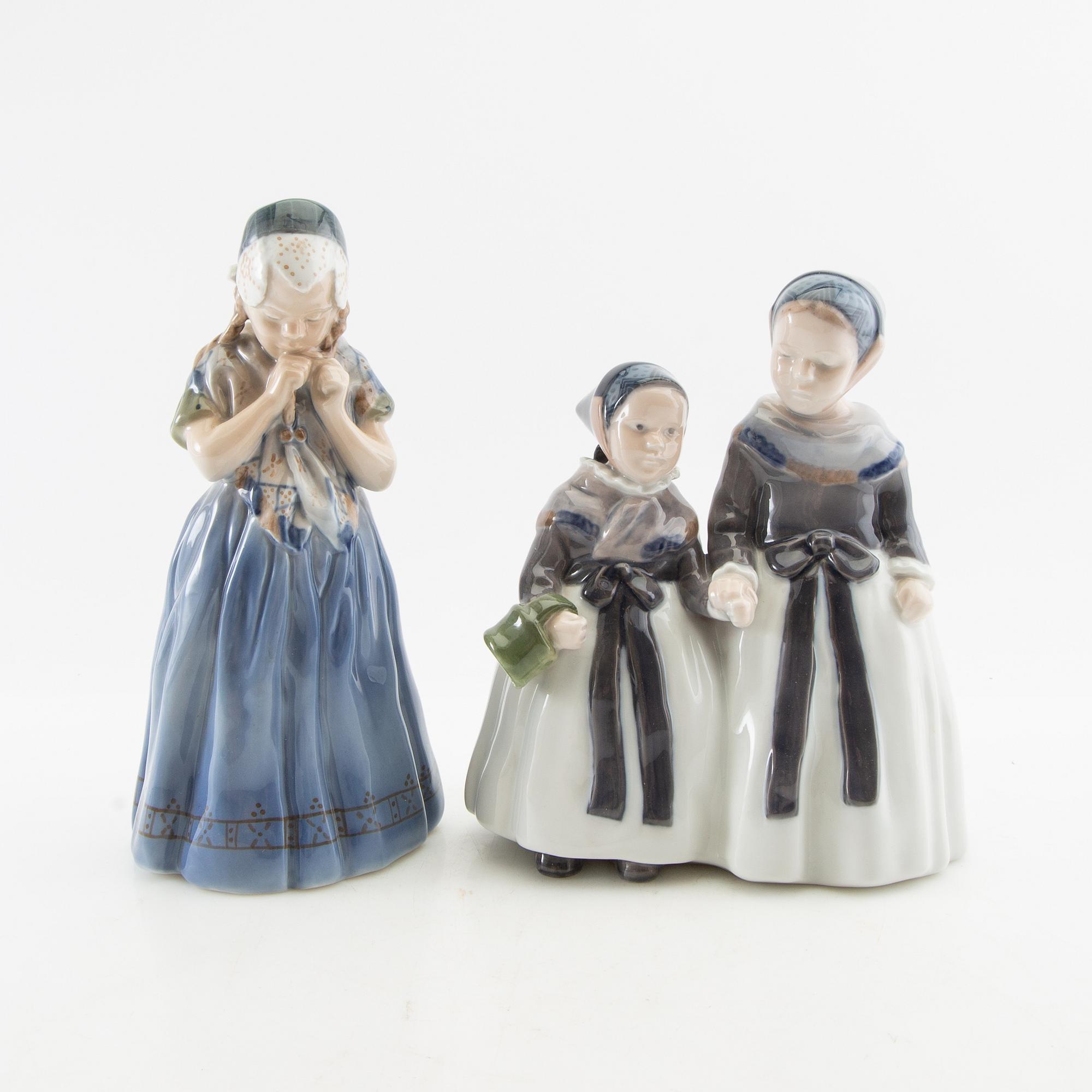 Figuriner 4 st Royal Copenhagen/Bing & Grøndahl 1900-talets mitt/andra hälft porslin.