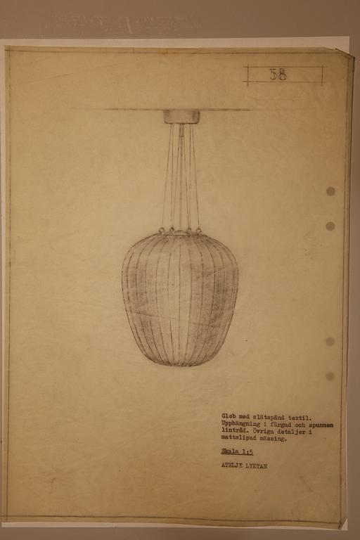 Hans Bergström, a ceiling lamp, model "58", ed. 2/2, ateljé Lyktan, Edition Bukowskis 2025.