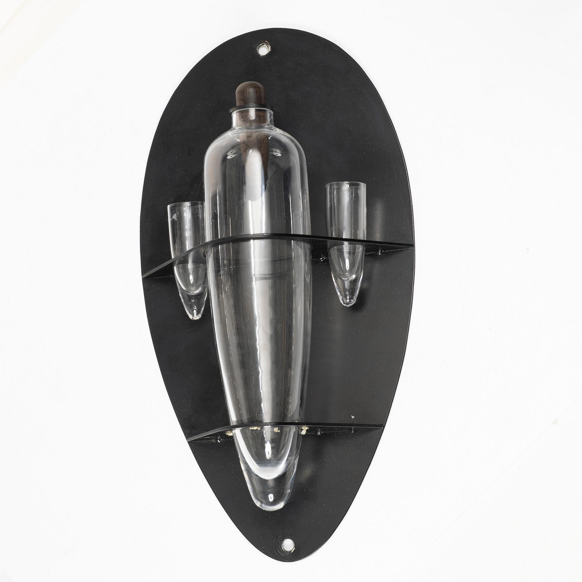 Matz Borgström, & Jhoan Camitz, vodka shelf with a decanter and two glasses, executed in 1991 in fewer than 10 examples.