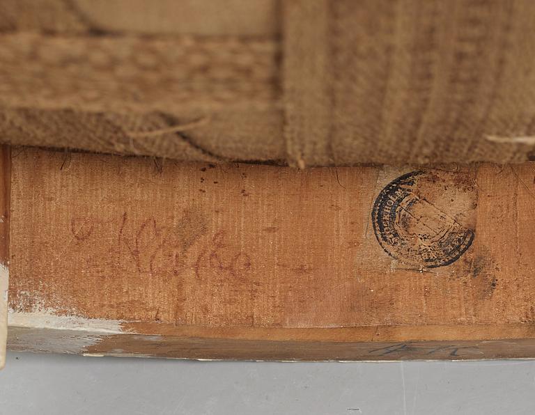 A pair of Gustavian late 18th century armchairs by Lars Söderholm (master in Stockholm 1789-1794).