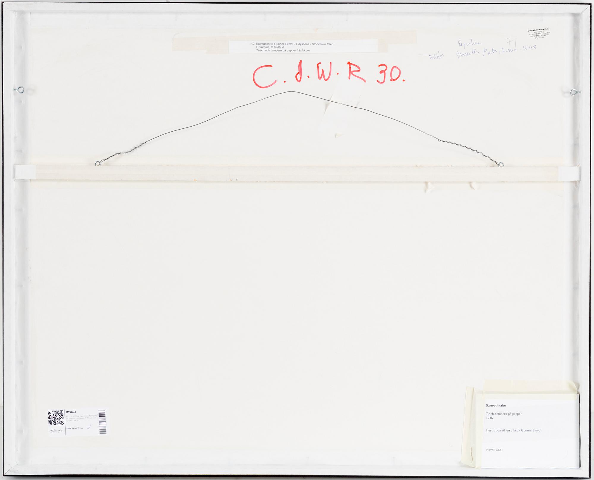 PETER WEISS, mixed media on paper, signed and dated 46.