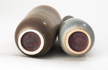 Two Berndt Friberg stoneware vases, Gustavsberg studio 1960 and 1964.