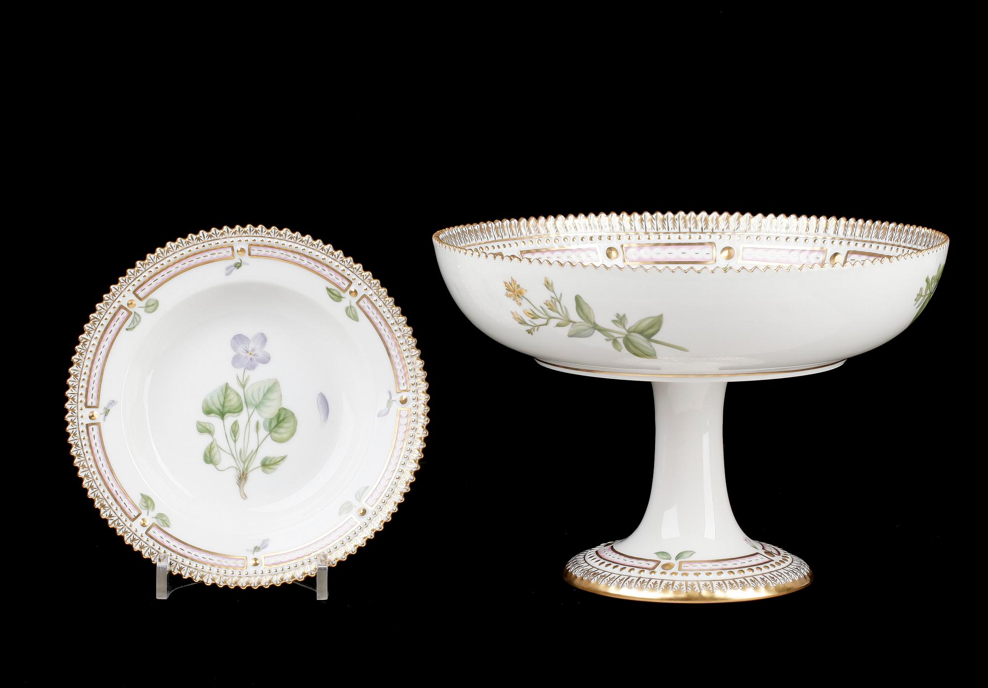 KAKFAT samt SKÅL, porslin, Flora Danica, Royal Copenhagen.