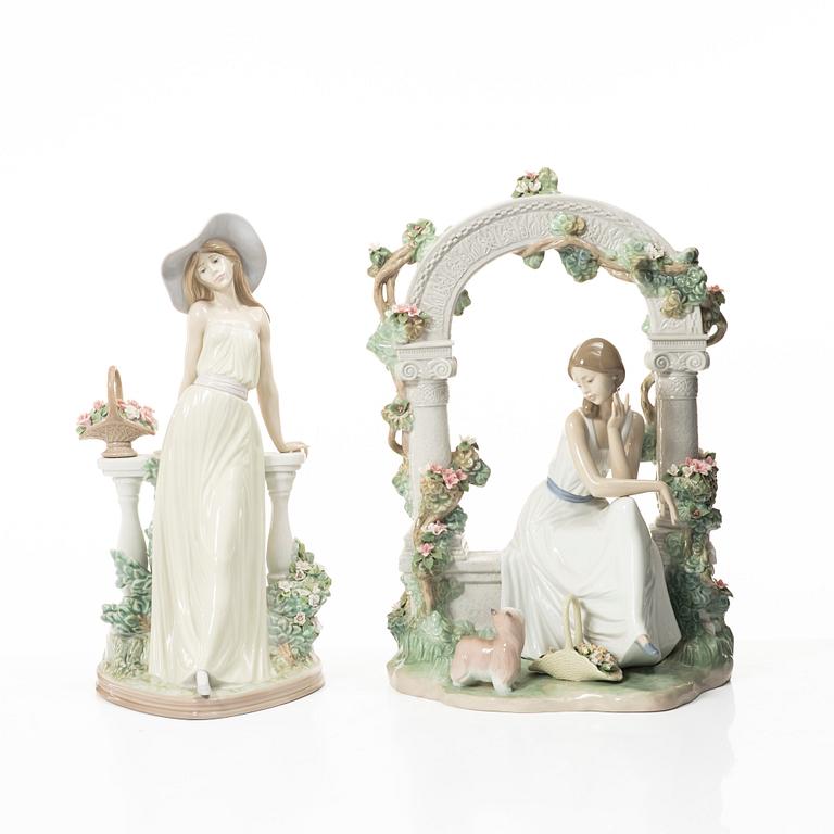 Marco Antonio Nogueron, figurine, "Tranquility", and "Time for Reflection", Lladró, Spain.