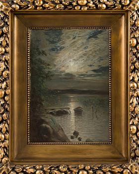 Elias Muukka, Lake Landscape in Moonlight.