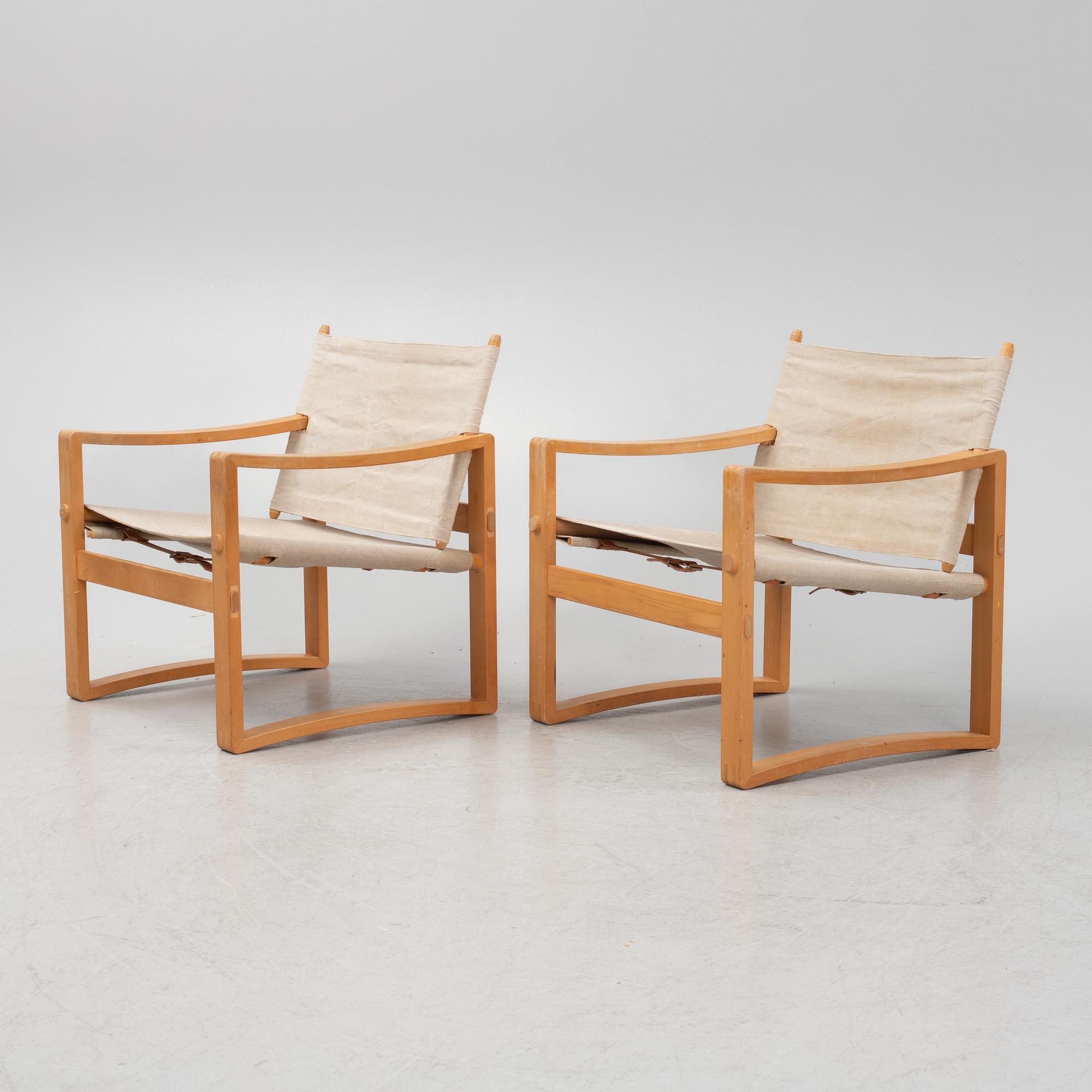 A pair of easy chairs, Börge Jensen & Sons, Bernstorffsminde Møbelfabrik, Denmark, second half of the 20th century.