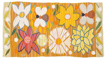 267. Ann-Mari Forsberg, a textile 'Bilöpare', a tapestry variant, c. 31 x 56 cm, signed AMF.