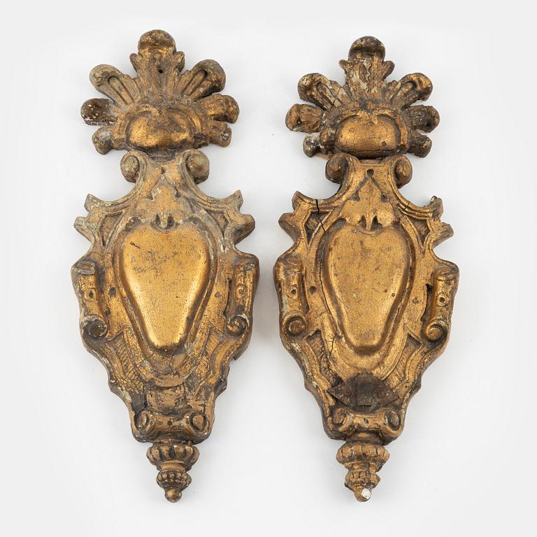 A pair of one-light giltwood wall-lights from Gustav III's opera ( (1782-1892), 19th Century.