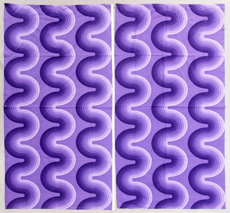Verner Panton, curtain lengths, 2 pcs, "Curve", Mira-X, 1970s, 230x115 cm each.