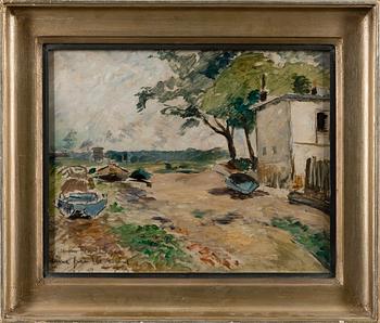 TORSTEN PALM, olja på kartong, signerad T.P. Med dedikation.