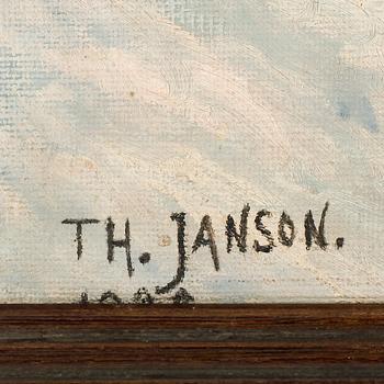 OKÄND KONSTNÄR, olja på duk, signerad T H Janson.