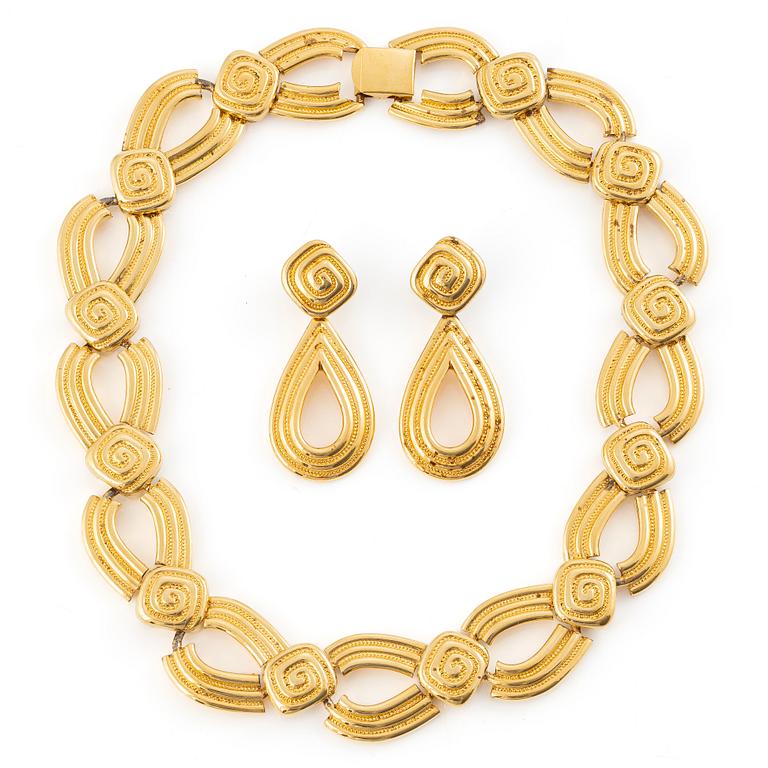 Oscar de la Renta, necklace and a pair of earrings, 1980s.