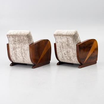 A pair of armchairs, 1930s-40s.