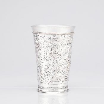 A German baroque silver beaker, marks of Leonhard Rothaer I, Hamburg.