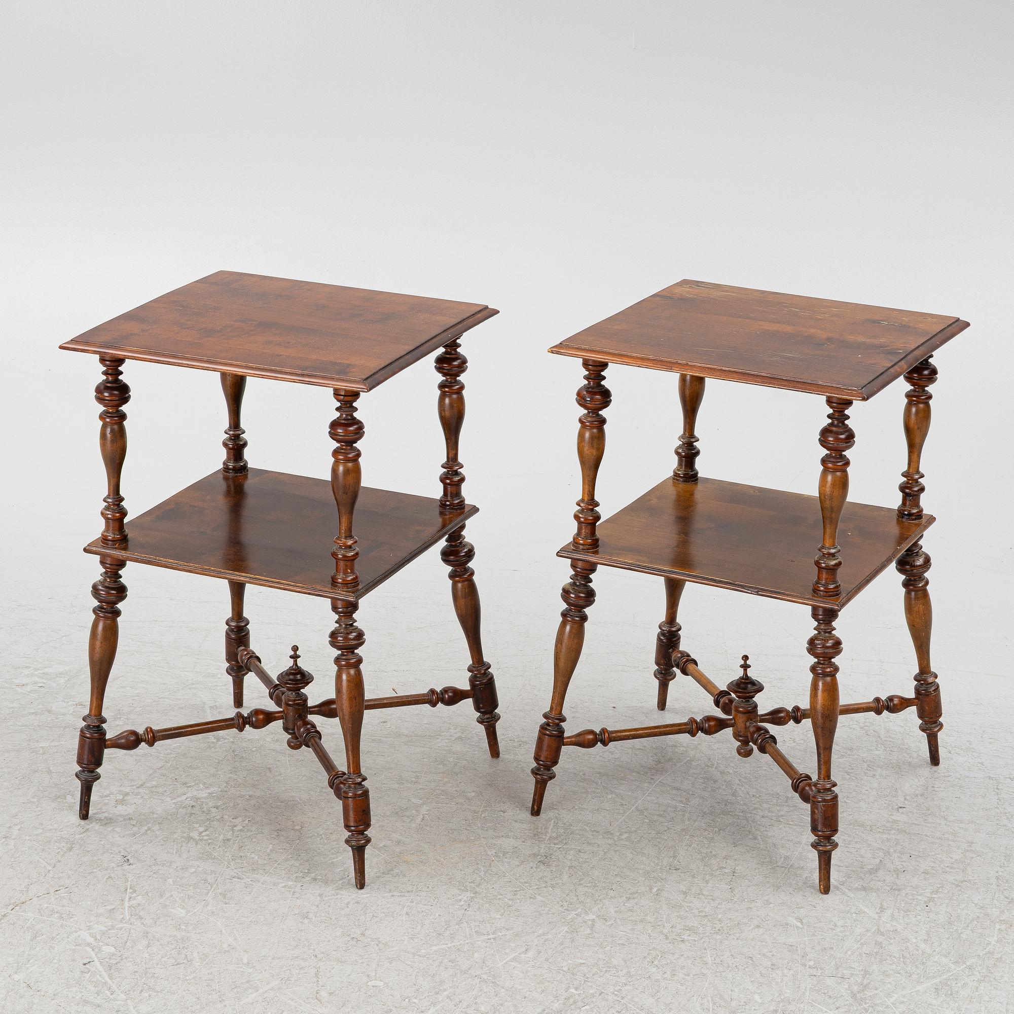 A pair of side tables/bedside tables, second half of the 19th century.