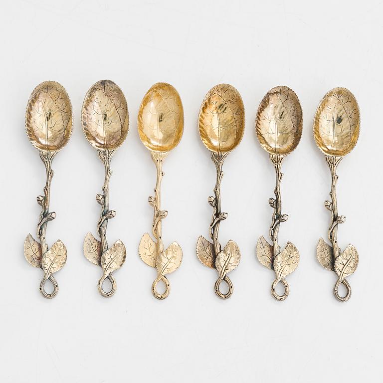 Samuel Smily, teservis, 9 delar, sterling silver, delvis förgyllt, Goldsmiths Alliance Ltd, London 1873-74.
