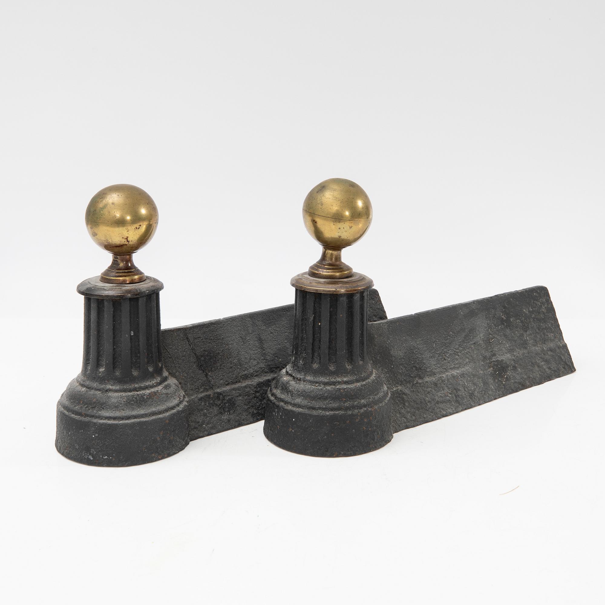 Fire dogs, a pair, first half of the 20th century.