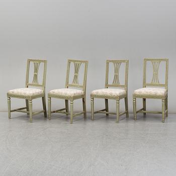 Four late 18th century Gustavian chairs.