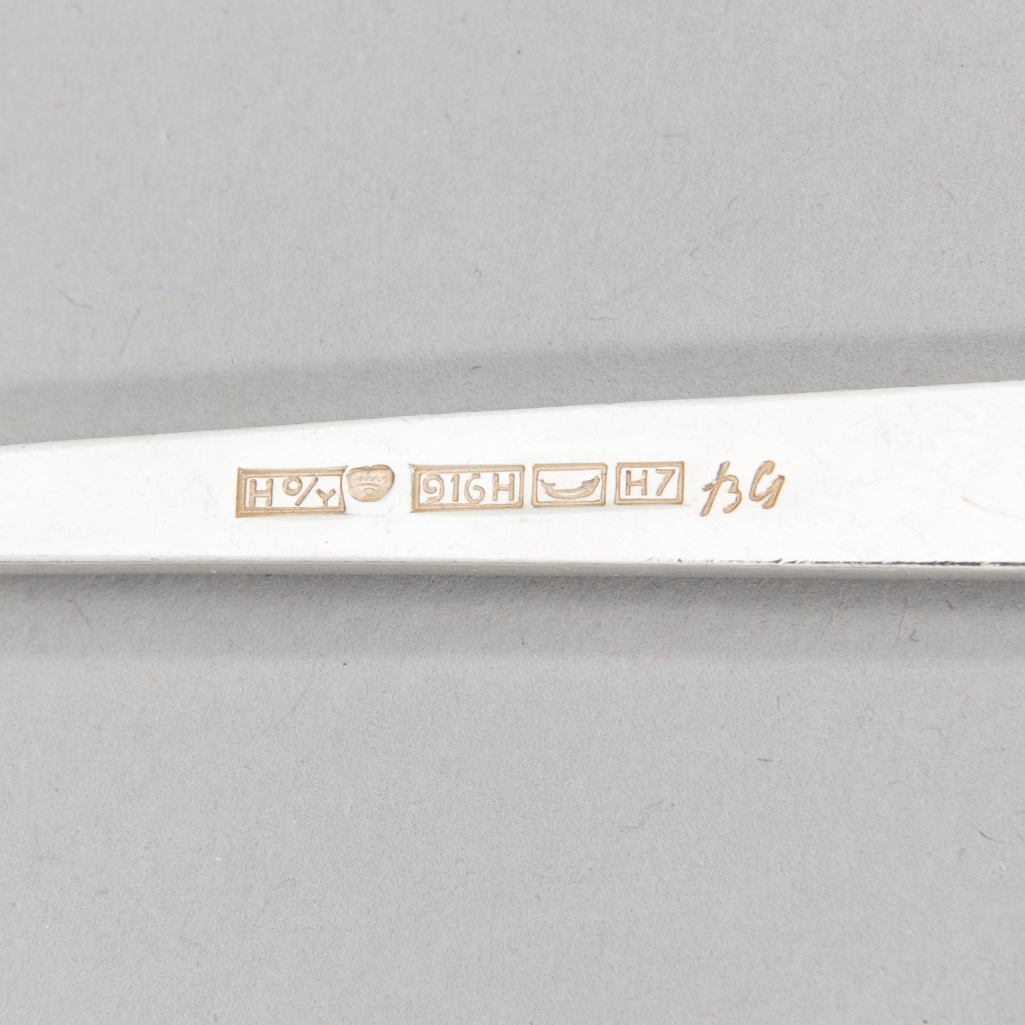 Bertel Gardberg, A 96-piece set of "Birgitta" silver cutlery, marked BG, Hopeatehdas oy, Helsinki 1956-64.