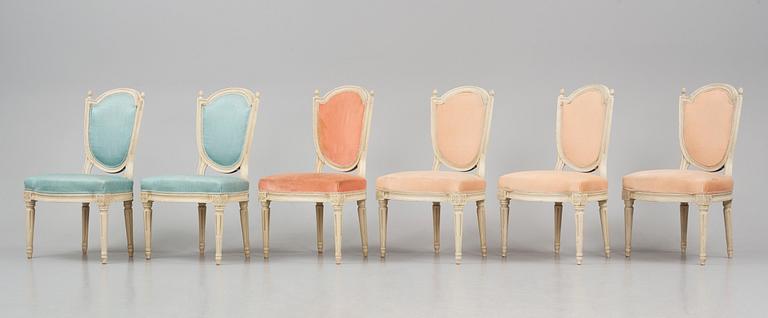 A set of six Gustavian chairs by E. Öhrmark (master 1777-1813).