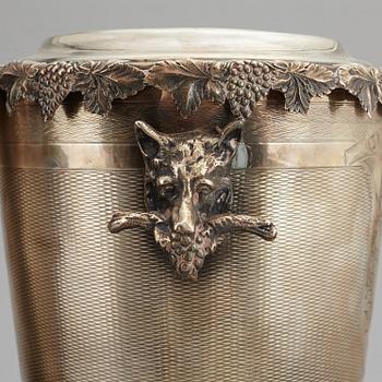 A pair of silver plate wine coolers, 20th Century.