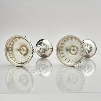 Georg Jensen, a pair of Danish sterling silver candlesticks, modell no 264, Copenhagen after 1945.