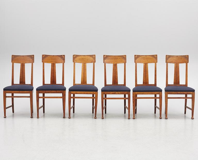 Six Art Nouveau Chairs, early 20th Century.