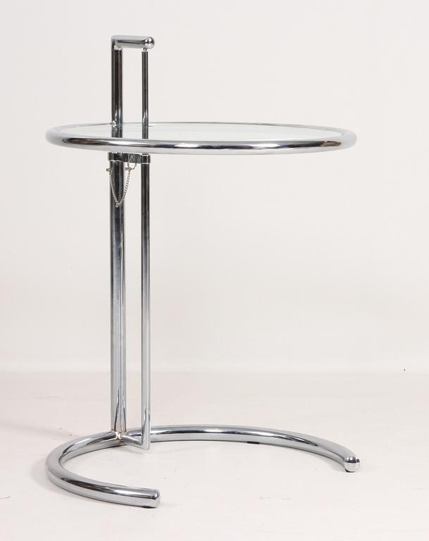 SERVERINGSBORD, Eileen Gray, efter, glas och förkromad metall.