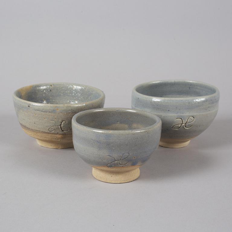 Three bowls by Hertha Hillfon.