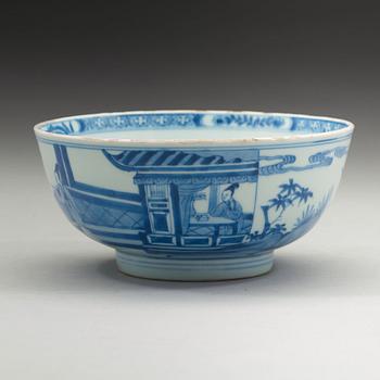 A fine blue and white bowl, Qing dynasty, 18th Century, with Yongzheng six character mark.