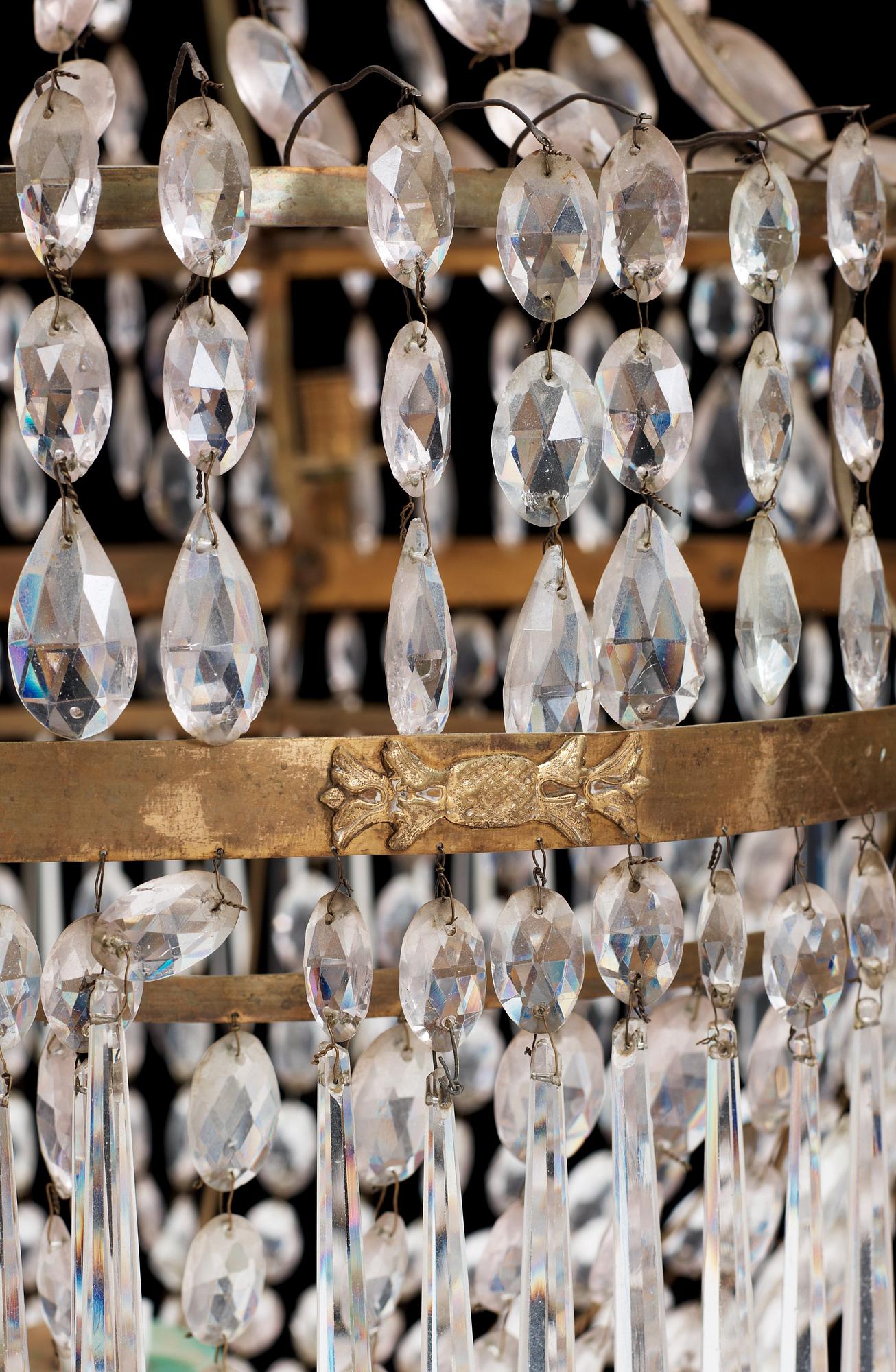 A late Gustavian circa 1800 seven-light chandelier.