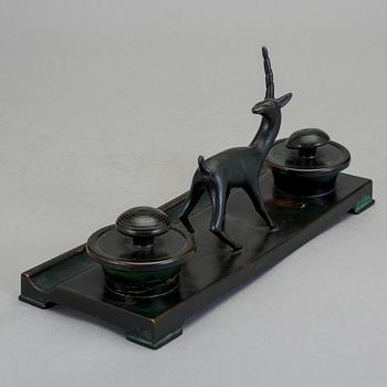 SKRIVSET, brons, Nils Fougstedt, Fabriksaktiebolaget Kronsilver FAK, 1920/30-tal.