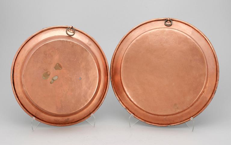 SKÅLFAT, 2 st, koppar, 1800-talets första hälft.