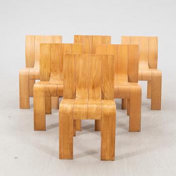 Gijs Bakker,  a set of six 1970s "Strip" chairs for Castelijn Netherlands.