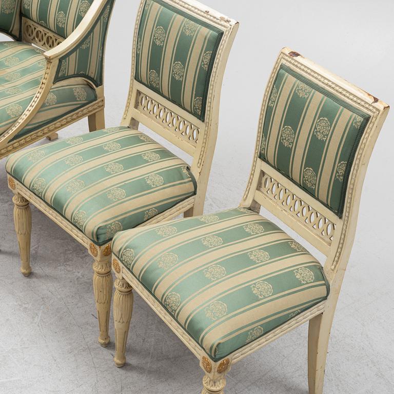 Seating group, 4 piece, Gustavian style from the 19th century.