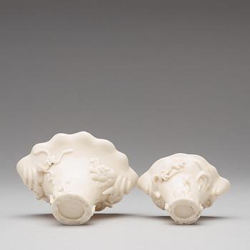 Two blanc de chine rhinoserous libation cups, Qing dynasty, Kangxi (1662-1722).