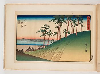 An album with Japanese woodblock prints after Ando Utagawa Hiroshige (1797-1858), mid 20th Century. (37 prints).