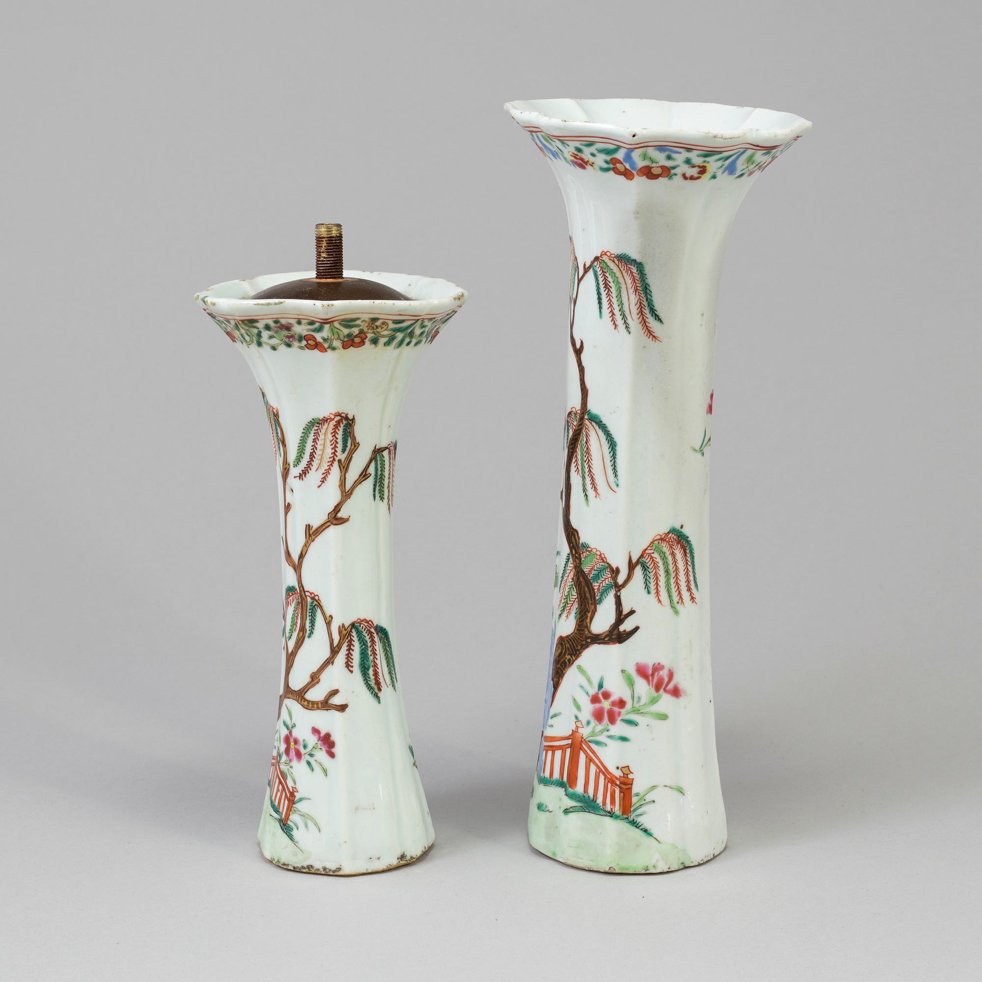 2 vases/lamps, China, 18th century.