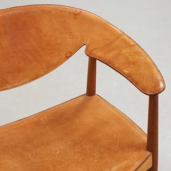 An Aksel Bender Madsen & Ejner Larsen teak and leather 'Metropolitan Chair', Willy Beck, Denmark 1950-60's.