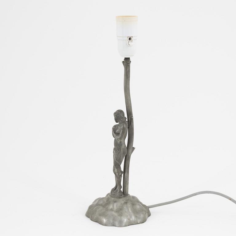 Ernst Svedbom, bordslampa, tenn, Vetlanda 1932.